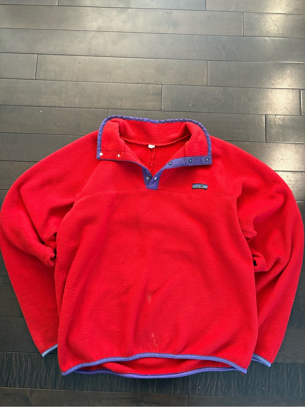 Vintage 80s Patagonia Men's Red Snap-T Fleece Pullover